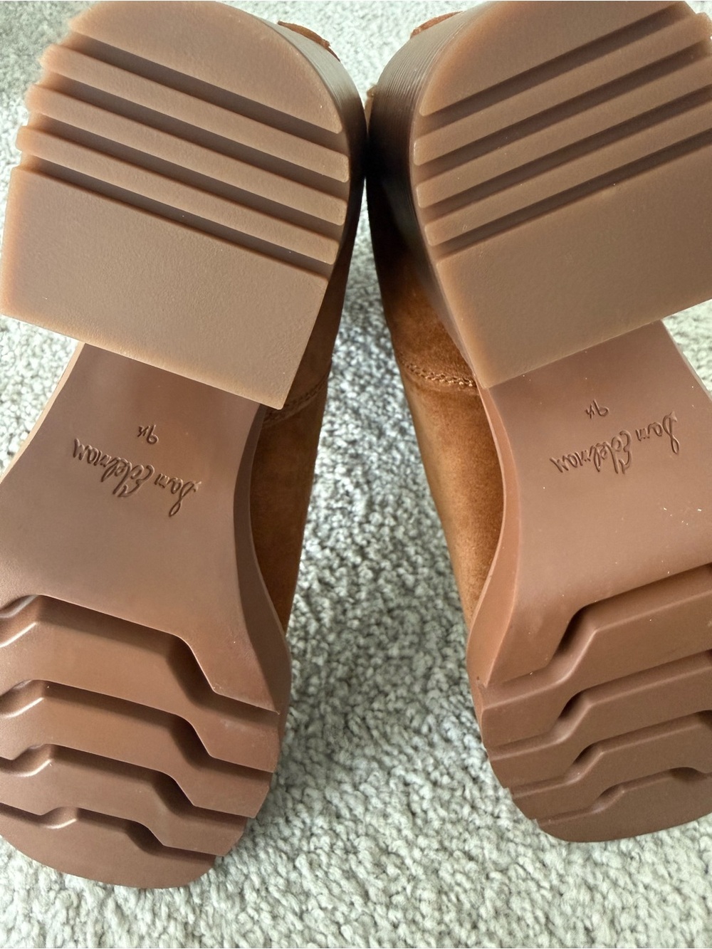 Sam Edelman Chestnut Suede Lug Sole Block Heel Booties Size 9.5 - Picture 7 of 13